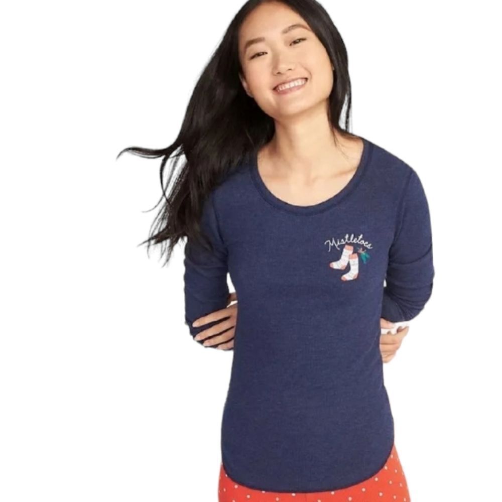 Mistletoes Waffle Knit Top- L Tall